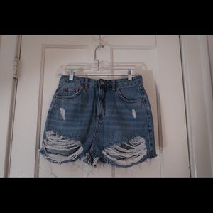 Topshop Moto Mom Ripped High Waisted Jean Shorts